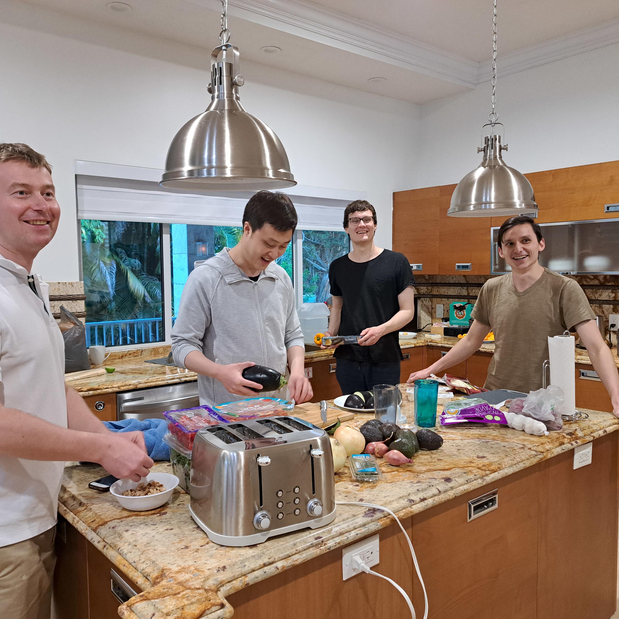 group preparing for dinner