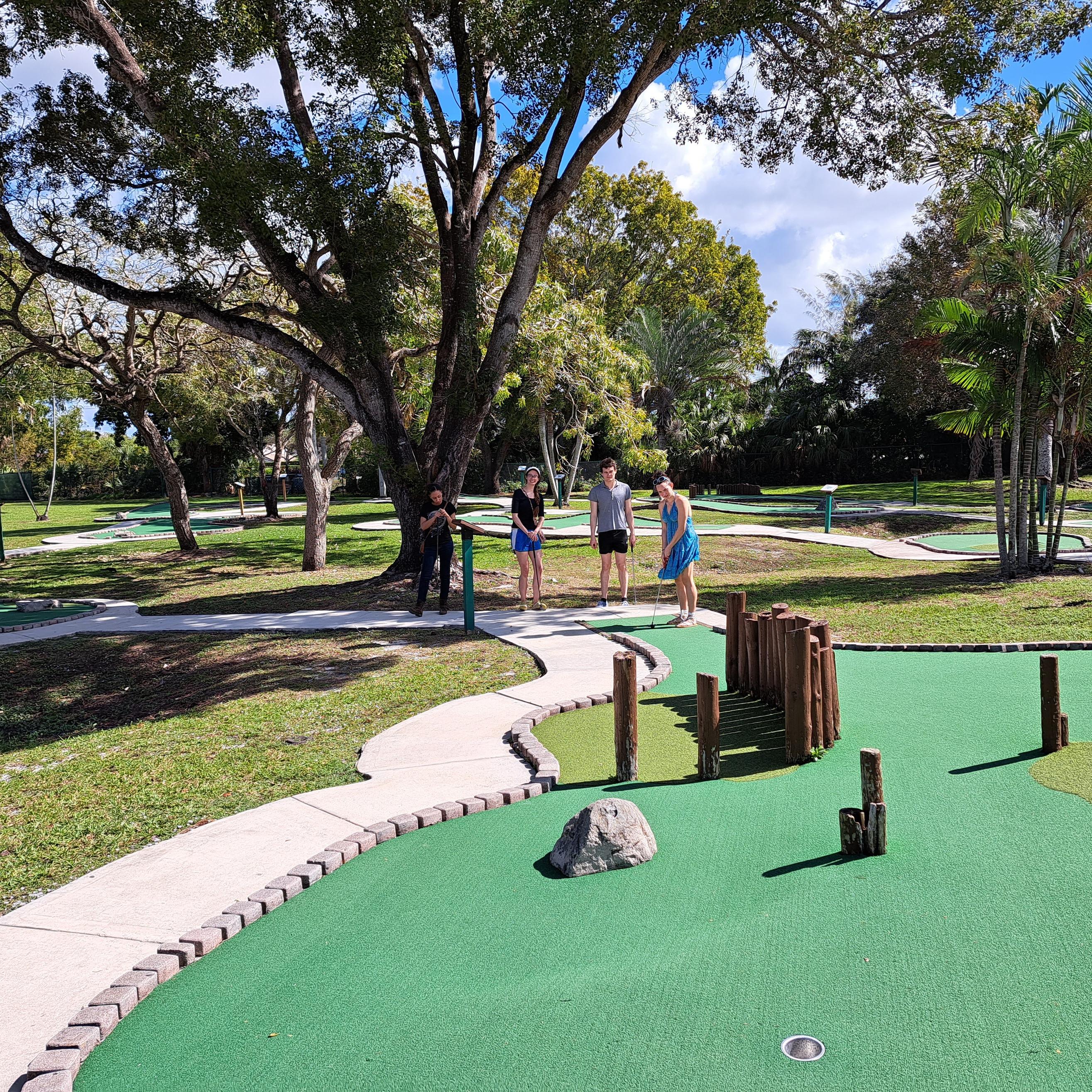 playing mini golf